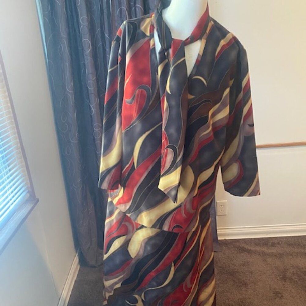 Lew Magram Vintage Abstract Multi-color skirt set, size 14